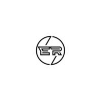 ER bold line concept in circle initial logo design in black isolated vector