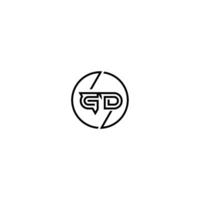 GD bold line concept in circle initial logo design in black isolated vector