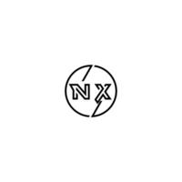 NX bold line concept in circle initial logo design in black isolated vector