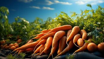 ai generado fresco, sano vegetales cosechado desde el orgánico granja generado por ai foto