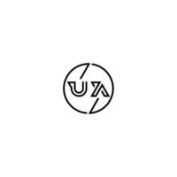 UA bold line concept in circle initial logo design in black isolated vector