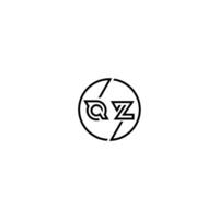 QZ bold line concept in circle initial logo design in black isolated vector
