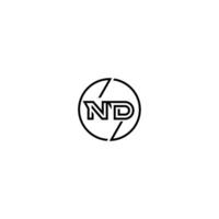 Dakota del Norte negrita línea concepto en circulo inicial logo diseño en negro aislado vector