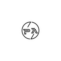 Pensilvania negrita línea concepto en circulo inicial logo diseño en negro aislado vector