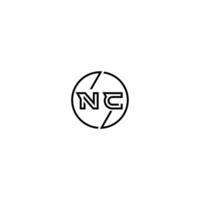 NC bold line concept in circle initial logo design in black isolated vector