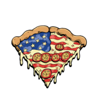 ai generiert Grafik von ein Scheibe von Pizza im das Farben von das amerikanisch Flagge png