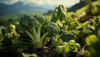 AI generated Fresh, organic vegetables grow in a lush, green vegetable garden generated by AI photo