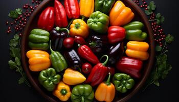 ai generado fresco, vistoso vegetales en madera mesa saludable, vibrante comida generado por ai foto