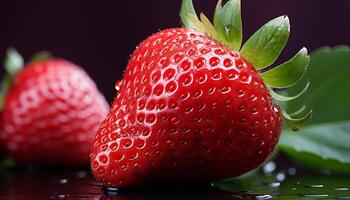 AI generated Freshness and sweetness of ripe strawberry, a refreshing summer dessert generated by AI photo