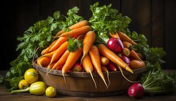 ai generado fresco, orgánico vegetales un saludable, vistoso ensalada para verano generado por ai foto