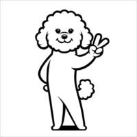 AI generated Confident Bichon Frise Peace Gesture Illustration Vector