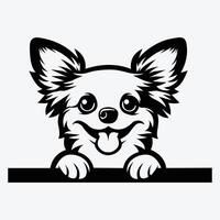 AI generated Black And White Chihuahua peeking face illustration vector