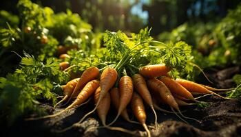 AI generated Freshness of organic carrot, nature healthy eating, vegetarian food generated by AI photo