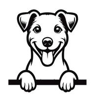 AI generated Black And White Jack Russell Terrier dog peeking face Silhouette illustration vector