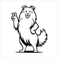 AI generated Confident Shetland Sheepdog Peace Gesture Illustration Vector