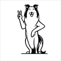 AI generated Confident Collie Peace Gesture Illustration Vector