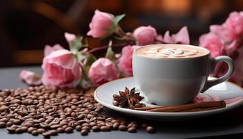 AI generated Freshness in a cup, coffee aroma fills the space generated by AI photo