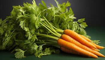 ai generado frescura de naturaleza sano comiendo con orgánico vegetariano comida generado por ai foto