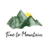 Adorable hand painted watercolor mountain vector