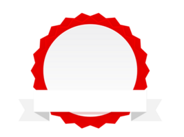 Red badge isolated on transparent background, PNG. Red and white badge for logo design. png