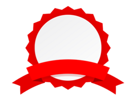 A red and white color badge isolated on transparent background. png