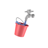 3d illustration av vatten kran med hink png