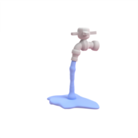 3d Illustration of Water Tap with Flowing Water png