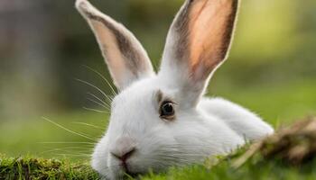 AI generated White Rabbit face closeup photo