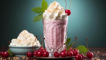 AI generated Freshness and sweetness in a gourmet summer dessert generated by AI photo