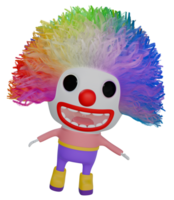 3d personagem palhaço colorida cabelo png