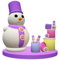 3D snowmen purple with presents png