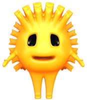 3d Sol personagem laranja png