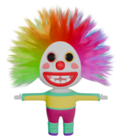 3d personnage pitre coloré cheveux png