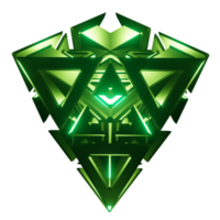 3d logo Triangle embrasé vert lumière png