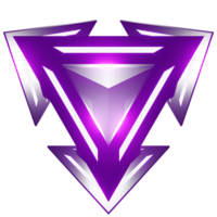 3D logo triangle gray glowing purple light png