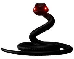 3D snake black with glowing eyes red png