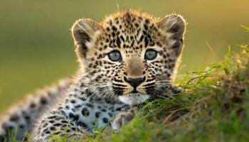 AI generated leopard cub closeup photo