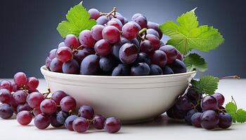 AI generated Freshness and nature in a bowl of ripe, healthy grapes generated by AI photo