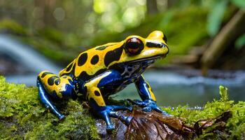 ai generado de cerca de un vistoso veneno dardo rana foto