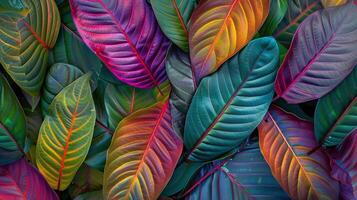 AI generated colorful vibrant leaves abstract background photo