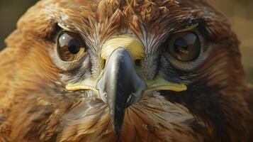 AI generated hawk eagle bird extreme face closeup photo