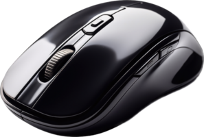 AI generated Isolated black computer mouse on transparent background png Generative AI