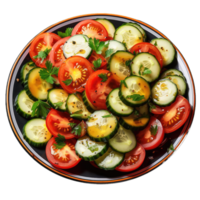 AI generated Isolated salad in plate tasty on transparent background png Generative AI