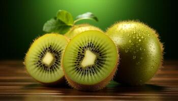 AI generated Freshness and nature in a slice of organic kiwi generated by AI photo