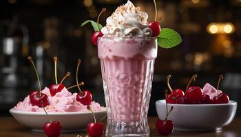 AI generated Freshness and sweetness in a gourmet summer dessert generated by AI photo