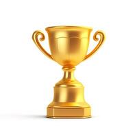 AI generated Gold champions cup trophy 3d icon isolated on white background, With clipping path photo