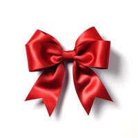 AI generated Red bow isolated on white background, top view, Clipping path photo