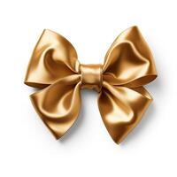 AI generated Luxury gold bow isolated on white background, top view, Clipping path photo