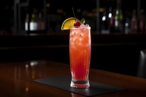 AI generated Singapore Sling - Originated in Singapore, made with gin, pineapple juice, lime juice, Cointreau, and grenadine photo