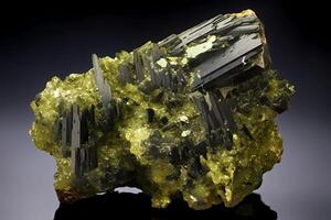 AI generated Epidote - Found in USA, Norway, Austria - Calcium aluminum iron silicate mineral used in jewelry and as a source of aluminum photo